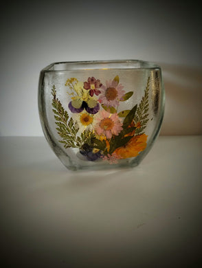 Square Dried Flower Vase with Battery Candle