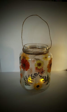 Glass Patio Lantern with Battery Candle