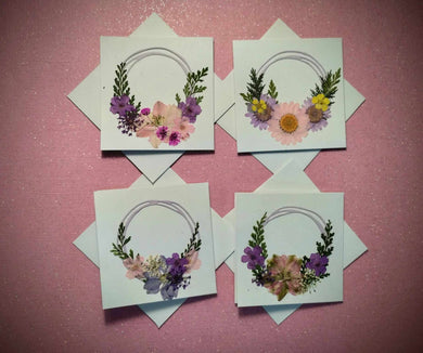 Handmade Note Cards with Real Pressed flowers - 4 pack