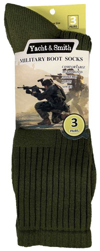 Yacht & Smith Men's Military Boot Socks , Military Grade Socks Size 10-13 3/pk