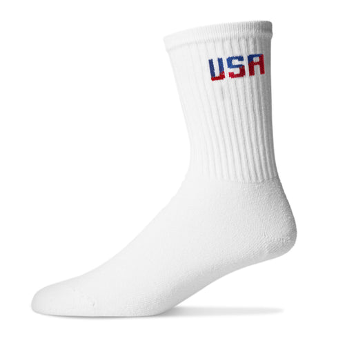 White Cotton Crew Socks for Men