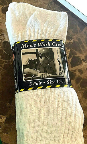 Cresswell Men Cotton Blend White Crew Socks - Size 10-13 (3 Pair)